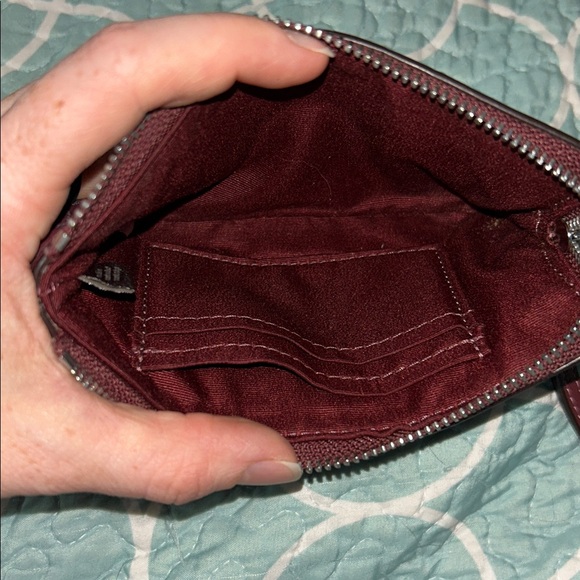 Coach Maroon Embossed Wristlet - Picture 3 of 4